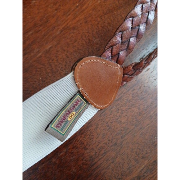 TRAFALGAR Men's Braided Cognac Leather Adjustable Suspenders - Picture 6 of 6